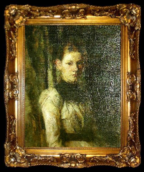 framed  kathe kollwitz portratt av else rupp, ta009-2